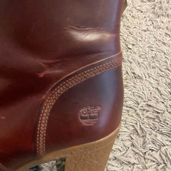 Timberland Women’s Tillston 6 Inch Boot In Burgundy Full Grain Size 9 Lace Up - Picture 13 of 16